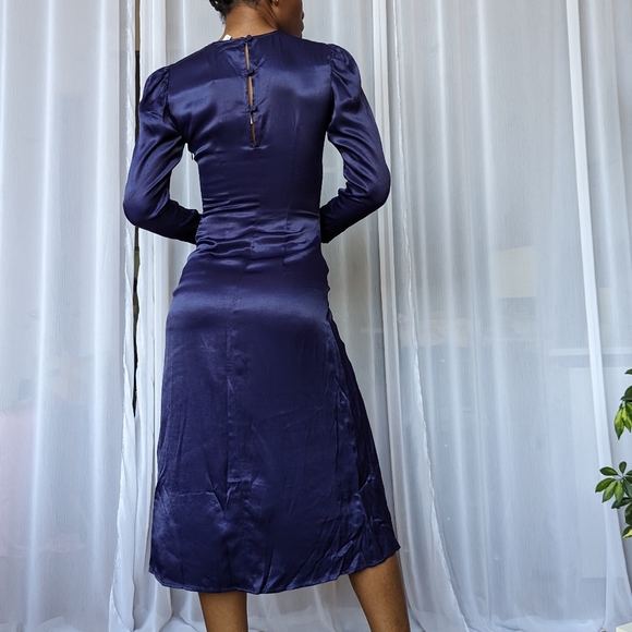 NWT Ruched Satin Cocktail Midi Dress - & Other Stories | Size 2 Small - Picture 3 of 9